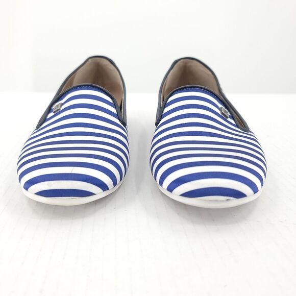 Arcopedico Womens Striped Flats Blue White Satin Slip-on Nautical Beachy Shoe 38 - Picture 6 of 16